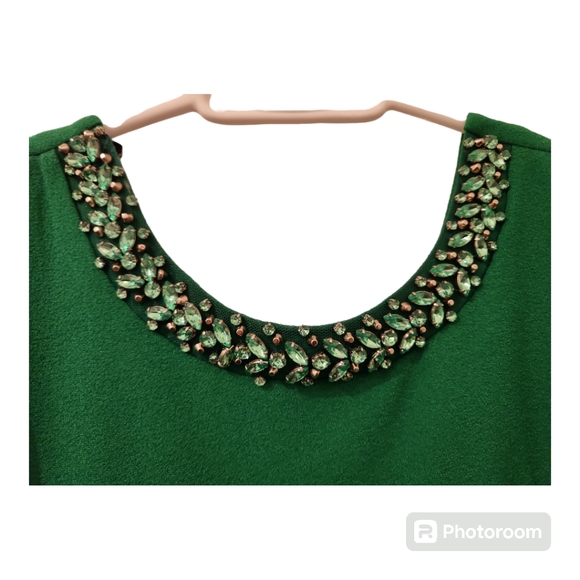 NWOT Dorothy Perkins Green Dress w/ Beaded Collar - Size 10 - Picture 4 of 4